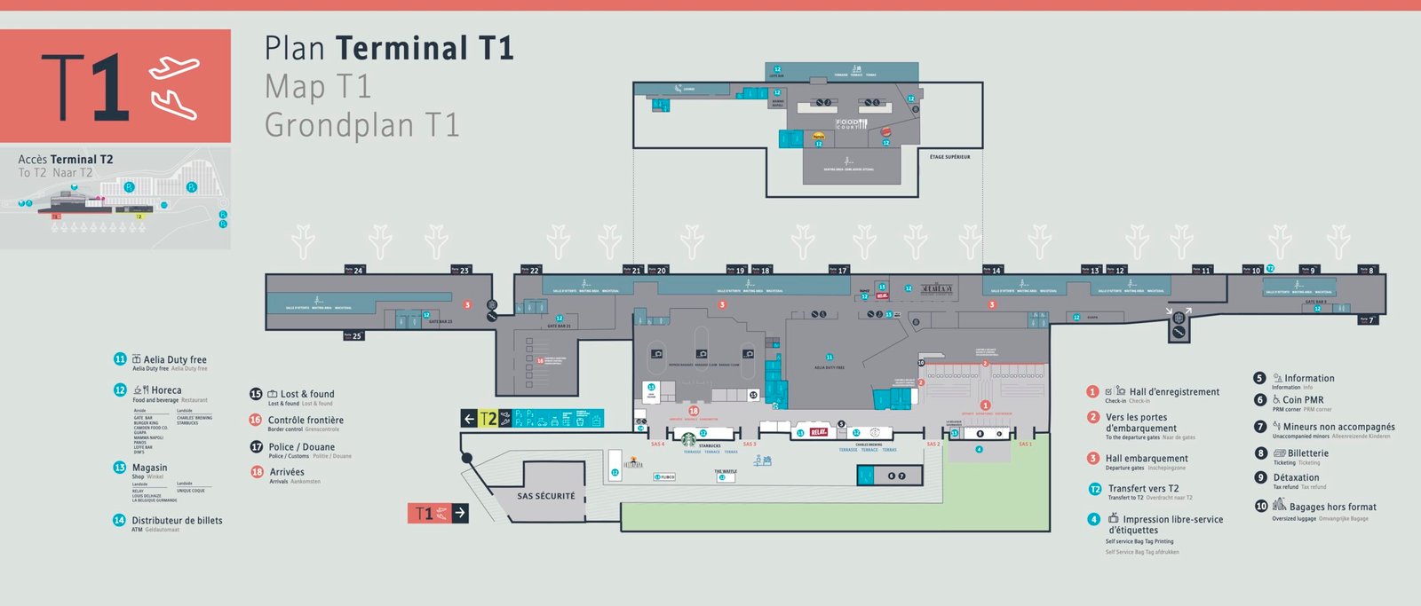 Plan du point de rencontre de l'aéroport de Charleroi