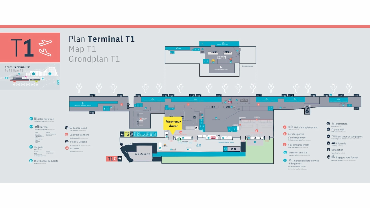 Plan du point de rencontre de l'aéroport de Charleroi